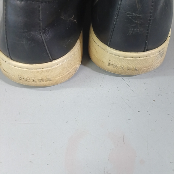 Prada Black and Cream Slip-On Loafers